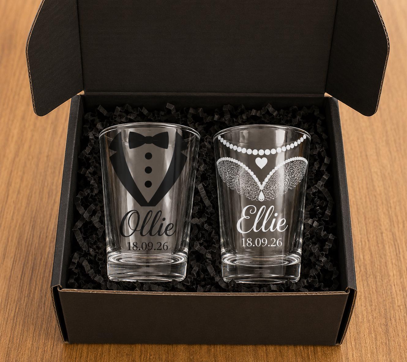 Personalised Wedding shot Glass Set