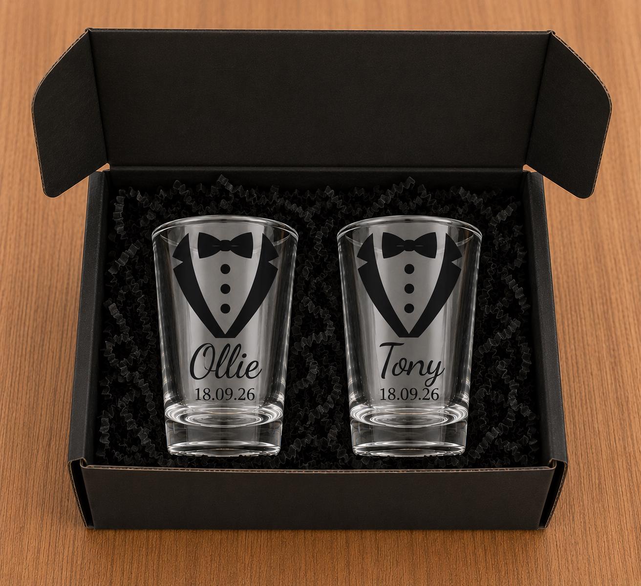 Personalised Wedding shot Glass Set